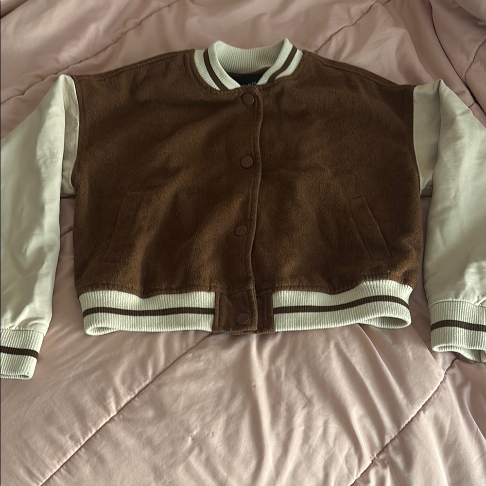 Angel Kiss Brown and Cream Bomber Jacket